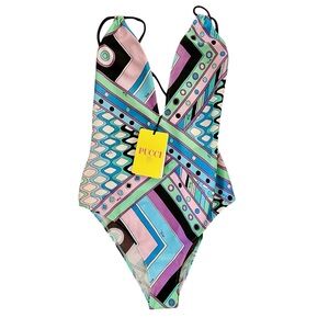 NWT Emilio Pucci Vivara Print Swimsuit, Small